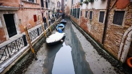 خشک شدن بیش از ۱۰۰ کانال آب در ونیز
