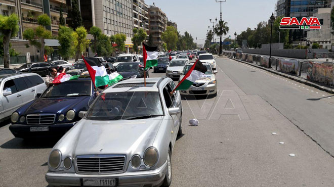 راهپیمایی ماشینی روز قدس در دمشق