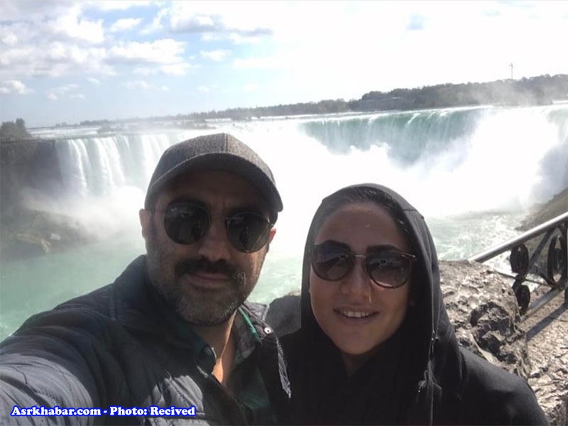 محسن تنابنده و همسرش کنار آبشار نیاگارا +عکس