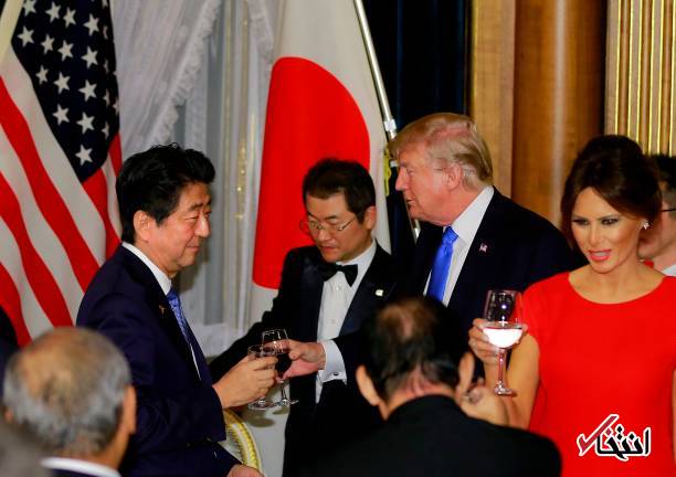 عکس/ ترامپ و همسرش در ضیافت شام نخست وزیر ژاپن