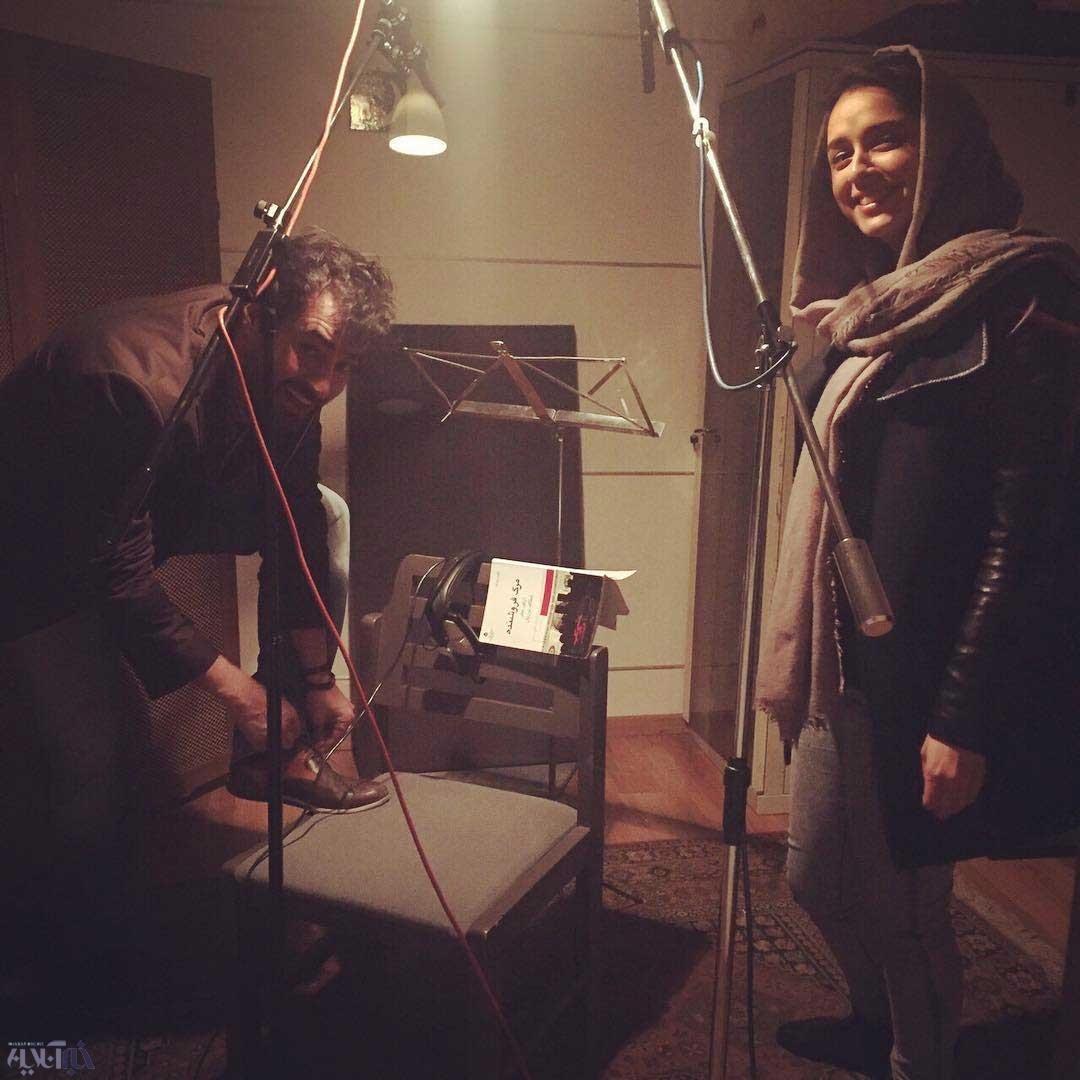 عکس: ترانه علیدوستی و شهاب حسینی در استودیوی ضبط صدا
