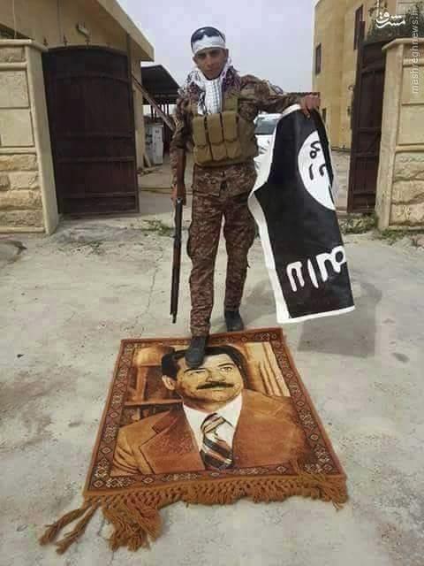 عکس: تابلو فرش صدام در مقر داعشی‌ها