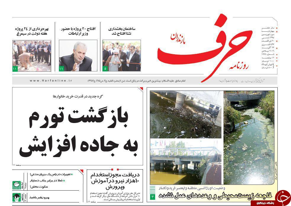 صفحه نخست روزنامه های استان چهارشنبه سوم شهریور