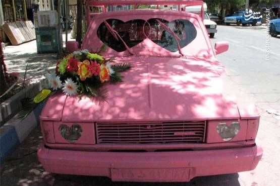 (عکس) تصویری عجیب از یک ماشین عروس خاص