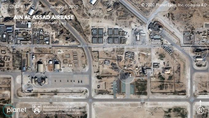 تصاویر ماهواره‌ای از پایگاه عین‌الاسد پس از حمله سپاه