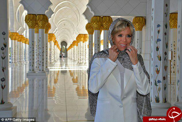 حجاب همسر رئیس‌جمهور فرانسه در بازدید از مسجد شیخ زاید ابوظبی