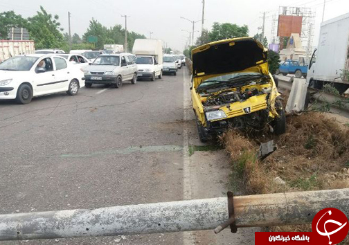 ۳ زخمی در تصادف دو خودرو در جاده دریا ساری + تصاویر