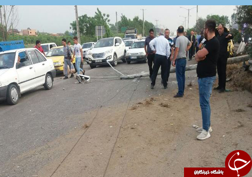 ۳ زخمی در تصادف دو خودرو در جاده دریا ساری + تصاویر