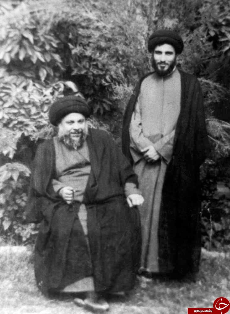 آیت الله هاشمی شاهرودی در کنار آیت الله سیدمحمدباقر صدر