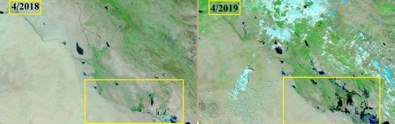 جدیدترین تصاویر ناسا از حجم آب در مناطق غرب وجنوب ایران در مقایسه با سال گذشته