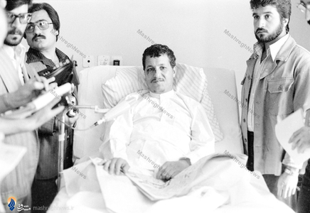 نمایی از کنفرانس خبری هاشمی رفسنجانی در بیمارستان شهدای تجریش