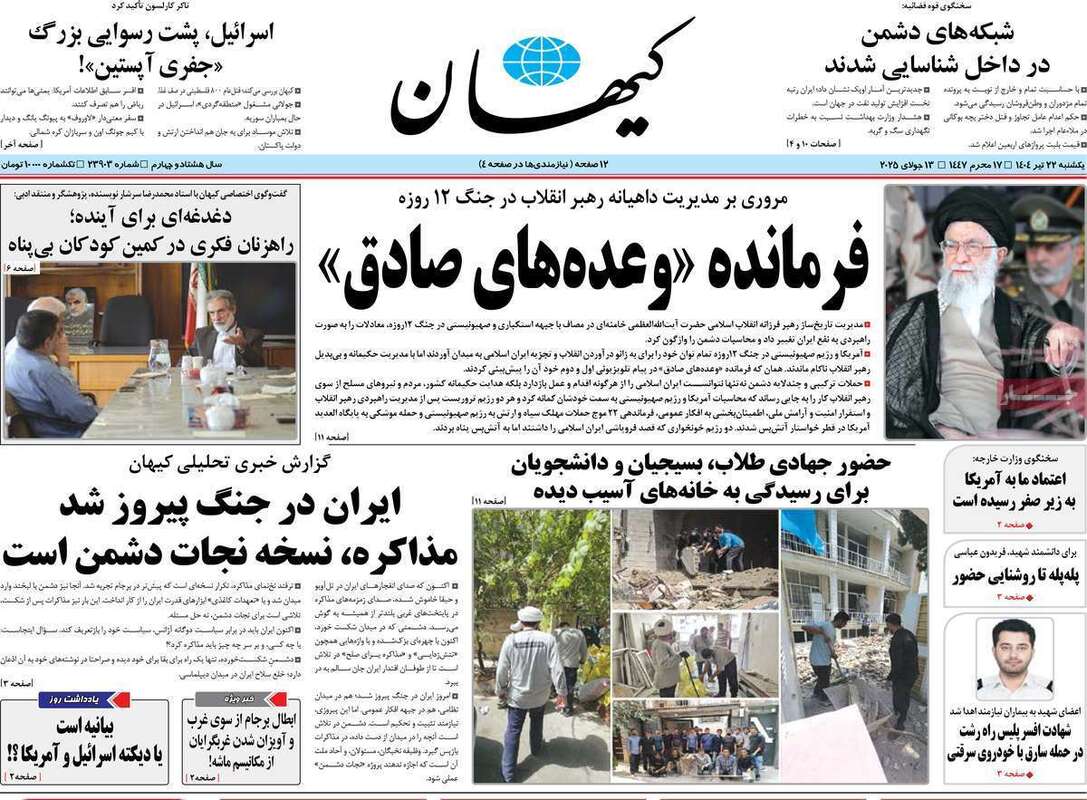 صفحه اول روزنامه‌های سیاسی امروز