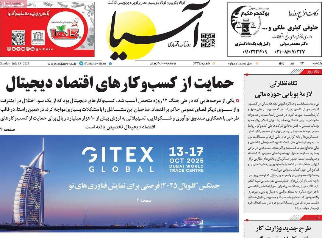 صفحه اول روزنامه‌های اقتصادی امروز