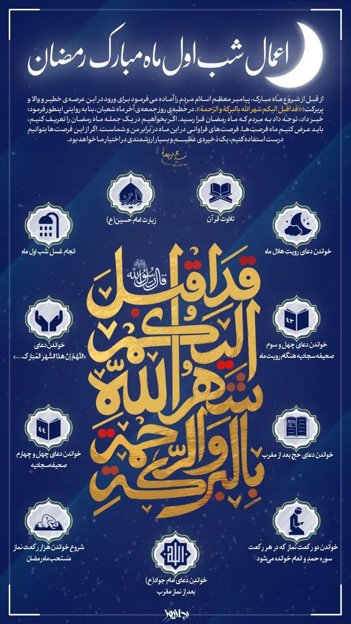  اعمال شب اول ماه مبارک رمضان/ اینفوگرافی