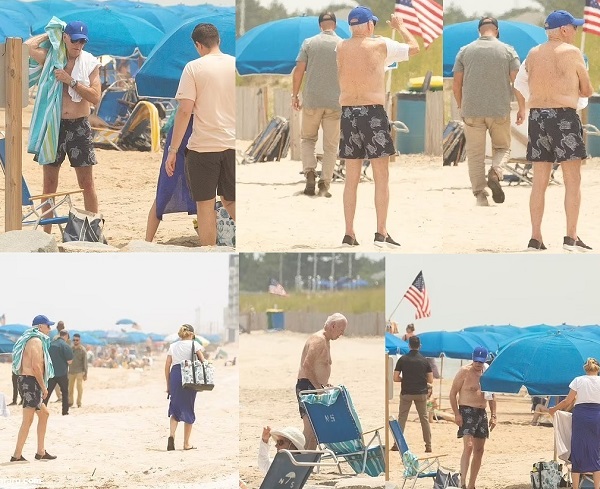 آفتاب گرفتن جو بایدن و همسرش در ساحل دریا 2