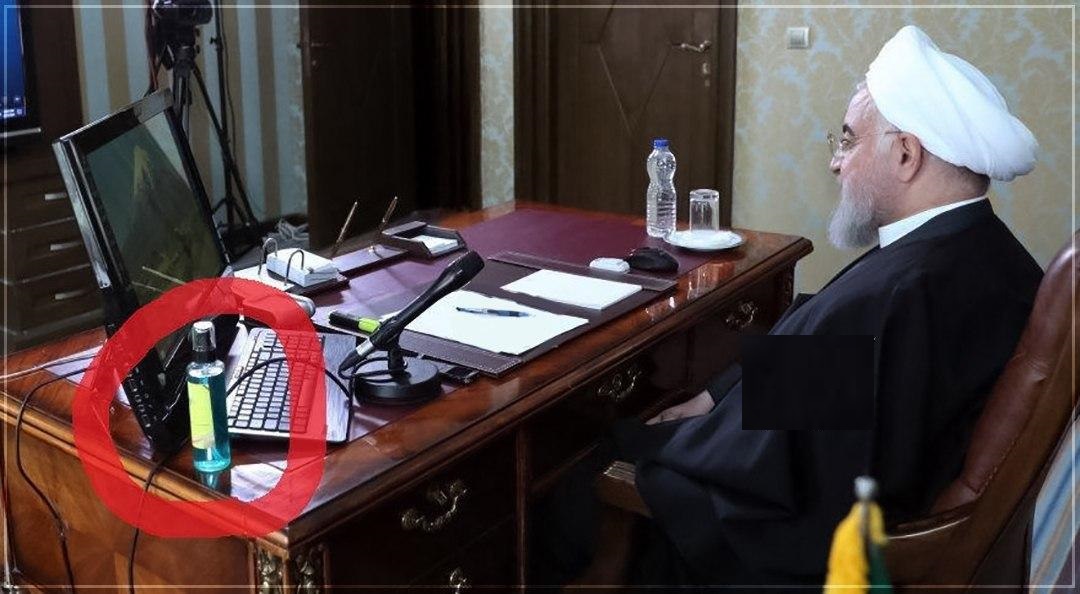 عکس: اسپری ضدعفونیکننده روی میز آقای رئیس جمهور