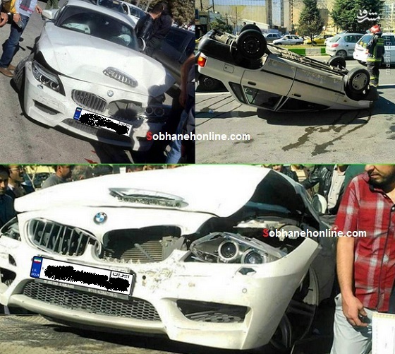 عکس/ تصادف شدید پراید و BMW لوکس