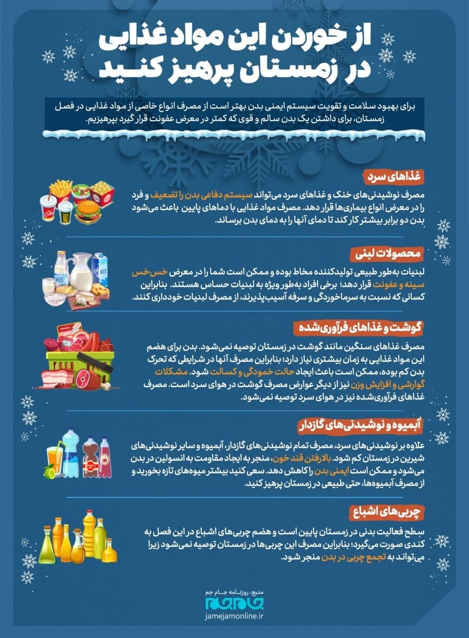 از خوردن این مواد غذایی در زمستان پرهیز کنید
