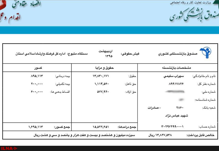 فیش حقوقی هنرمندان هم افشا شد! +عکس