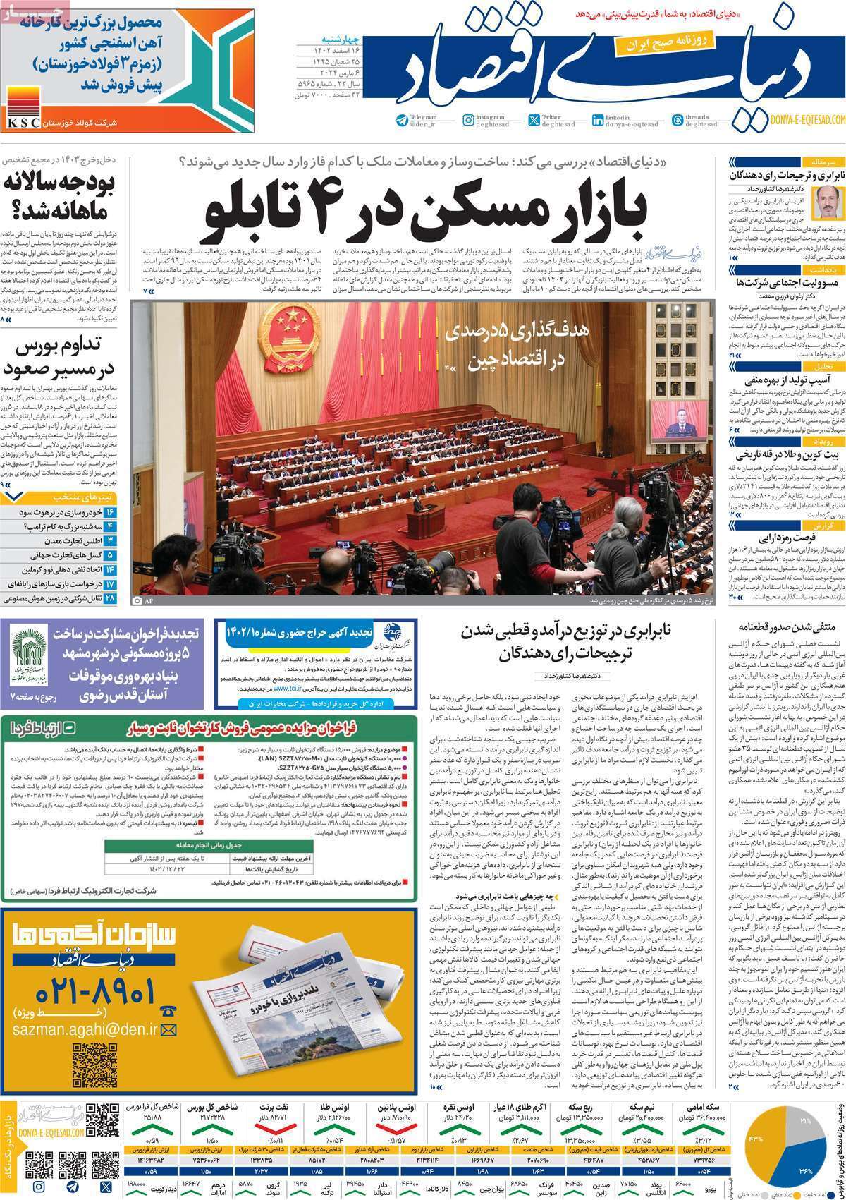 روزنامه دنیای اقتصاد روزنامه دنیای اقتصاد