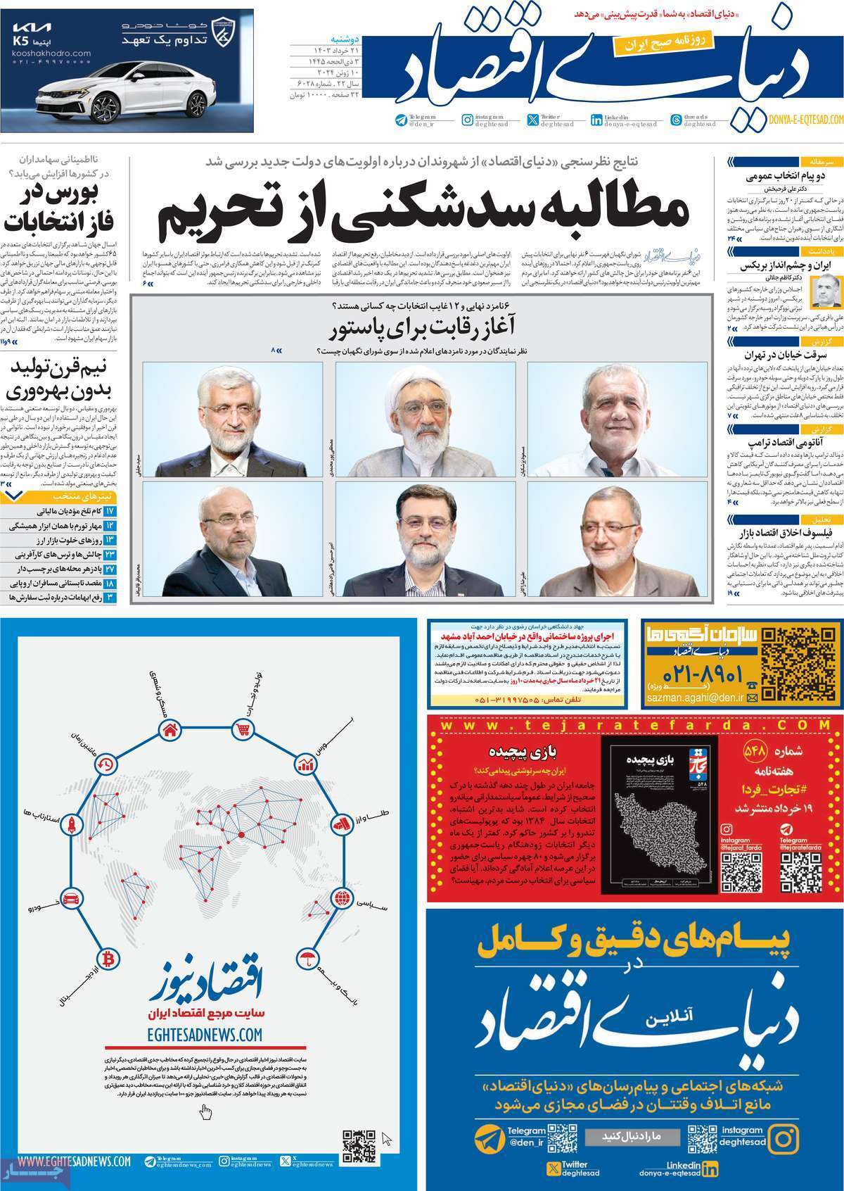 روزنامه دنیای اقتصاد روزنامه دنیای اقتصاد