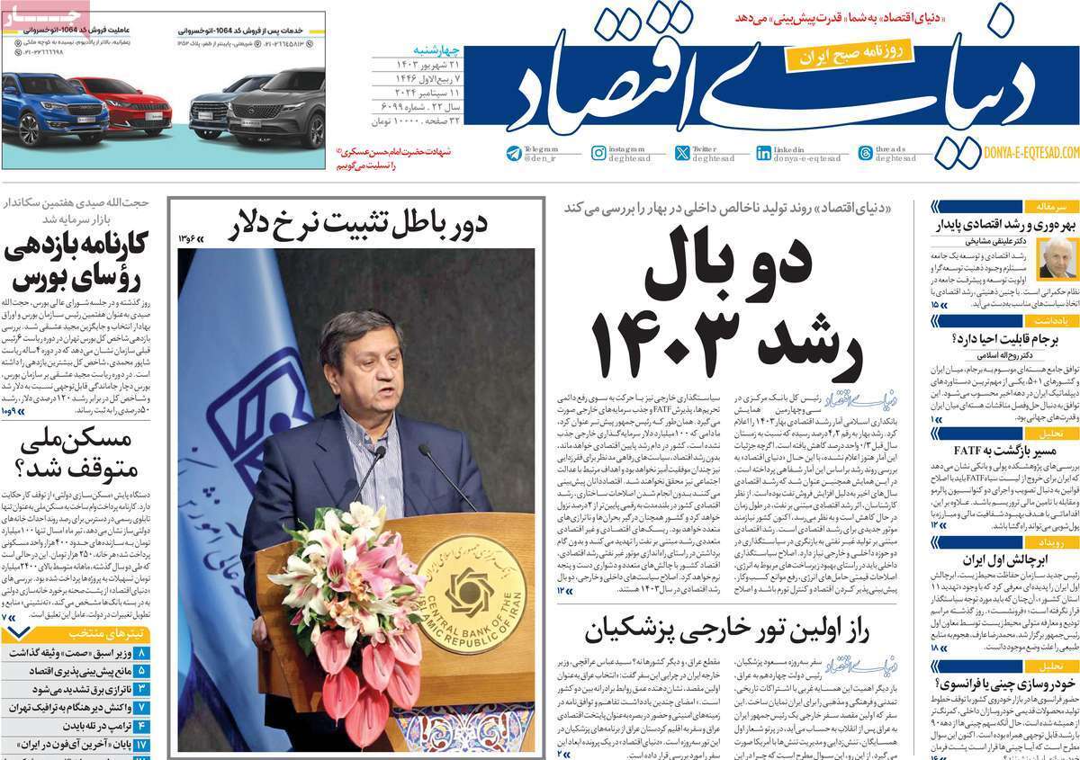 روزنامه دنیای اقتصاد روزنامه دنیای اقتصاد