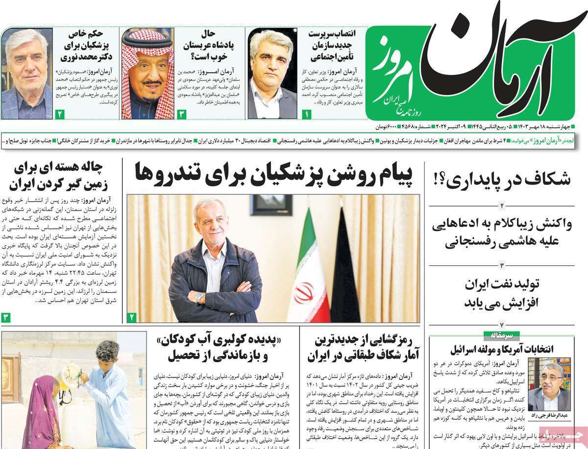 روزنامه آرمان امروز