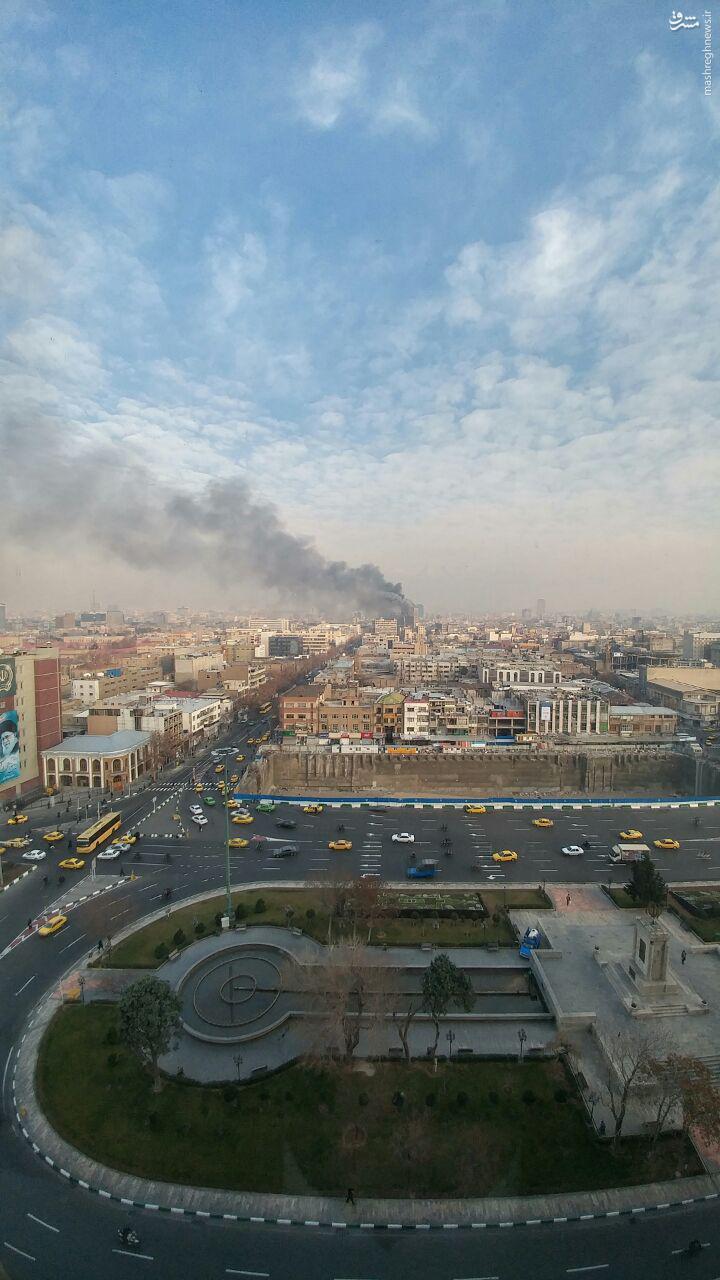 عکس/ آتش سوزی پلاسکو از نمای میدان امام