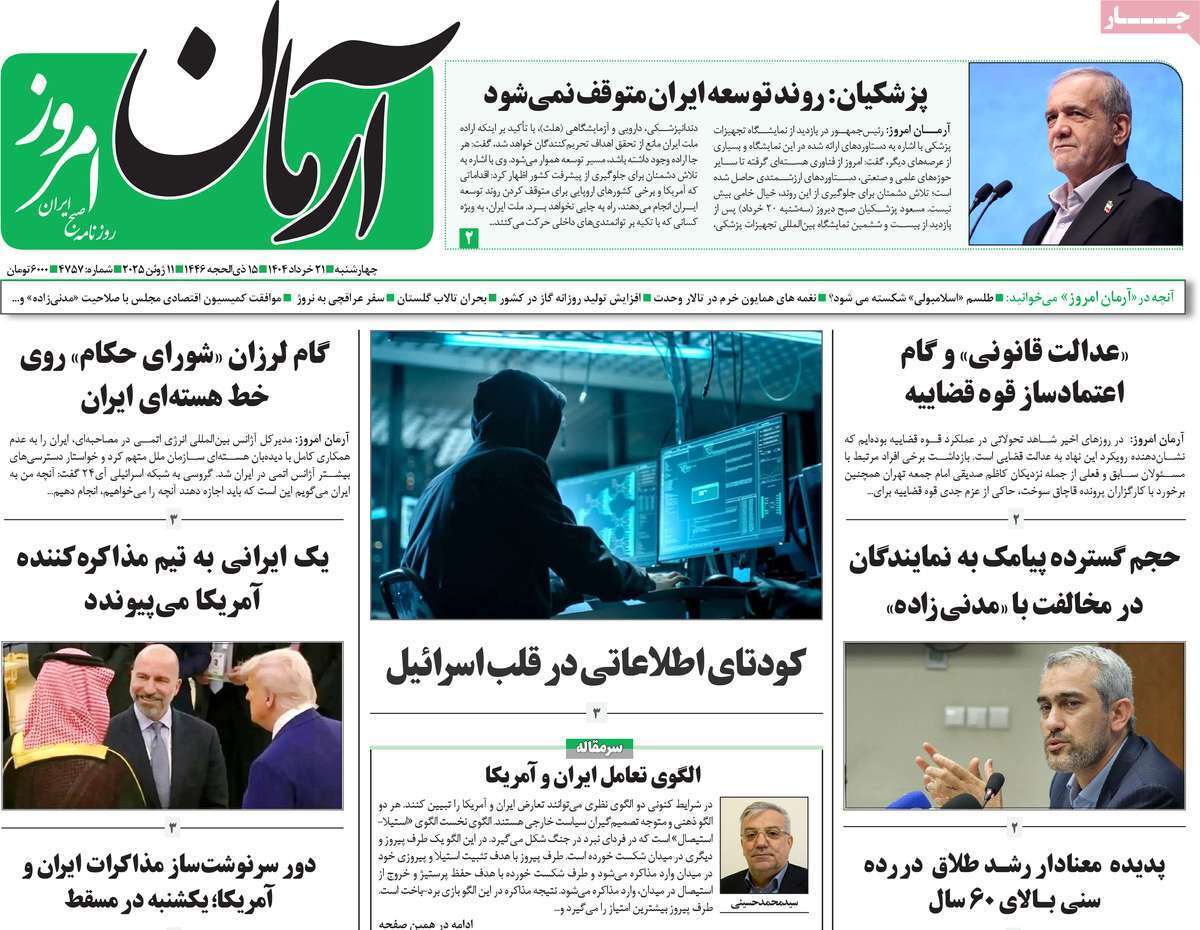 روزنامه آرمان امروز روزنامه آرمان امروز