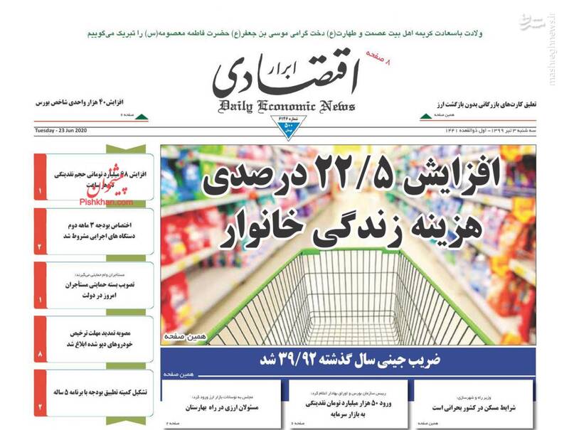 ابرار اقتصادی: افزایش ۲۲/۵ درصدی هزینه زندگی خانوار ابرار اقتصادی: افزایش ۲۲/۵ درصدی هزینه زندگی خانوار