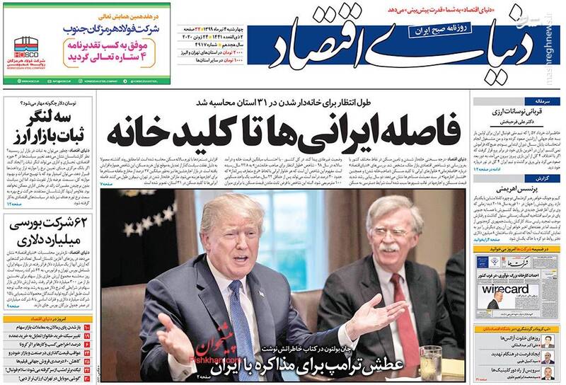 دنیای اقتصاد: فاصله ایرانی ها تا کلید خانه دنیای اقتصاد: فاصله ایرانی ها تا کلید خانه
