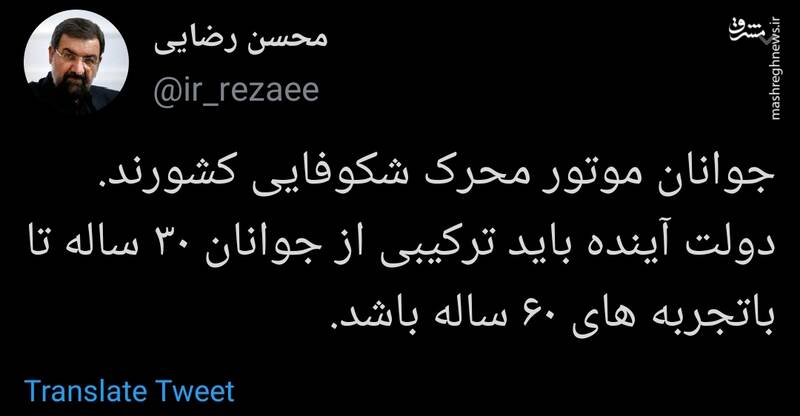 نظر محسن رضایی درباره ترکیب دولت آینده