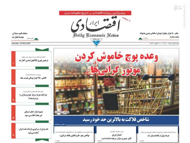 ابرار اقتصادی: وعده پوچ خاموش کردن موتور گرانیها ابرار اقتصادی: وعده پوچ خاموش کردن موتور گرانیها