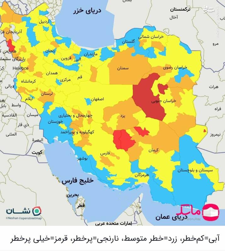  فقط ۸ شهرستان در وضعیت قرمز