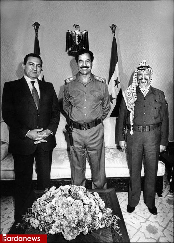 عکس یادگاری مبارک، صدام و عرفات در سال ۱۹۸۸
