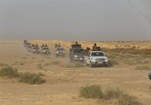 تدابیر امنیتی الحشد الشعبی در مسیر گذرگاه مرزی «عرعر» با عربستان