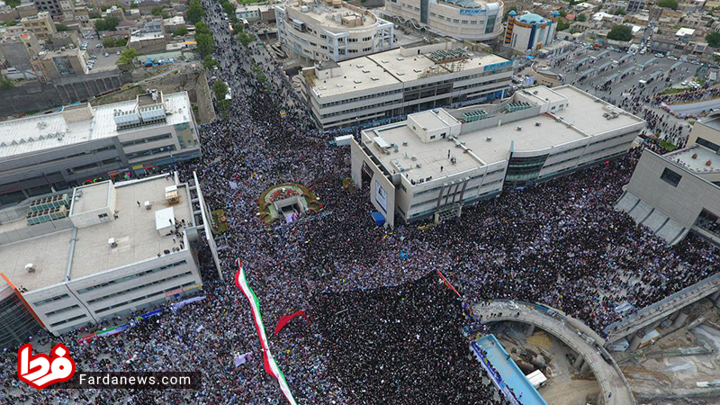 عکس هوایی از اجتماع حامیان رئیسی در مشهد