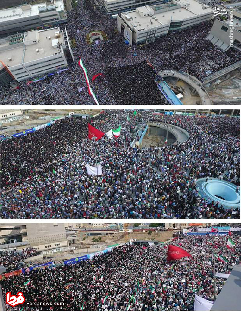 عکس هوایی از اجتماع پرشور حامیان رئیسی در مشهد