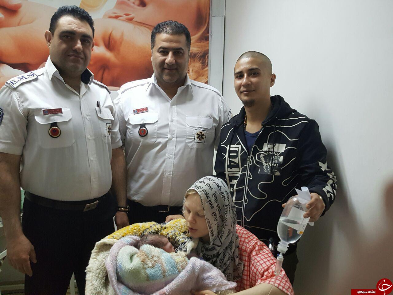 تولد نوزاد عجول مادر دانمارکی در داخل آمبولانس در چمستان