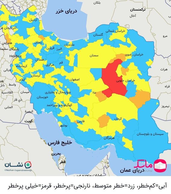 بازگشت شهر‌های قرمز کرونایی به نقشه کشور/ پایتخت در وضعیت آبی کرونا