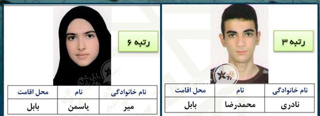 رتبه های تک رقمی کنکوری های مازندران در اختیار بابلی ها